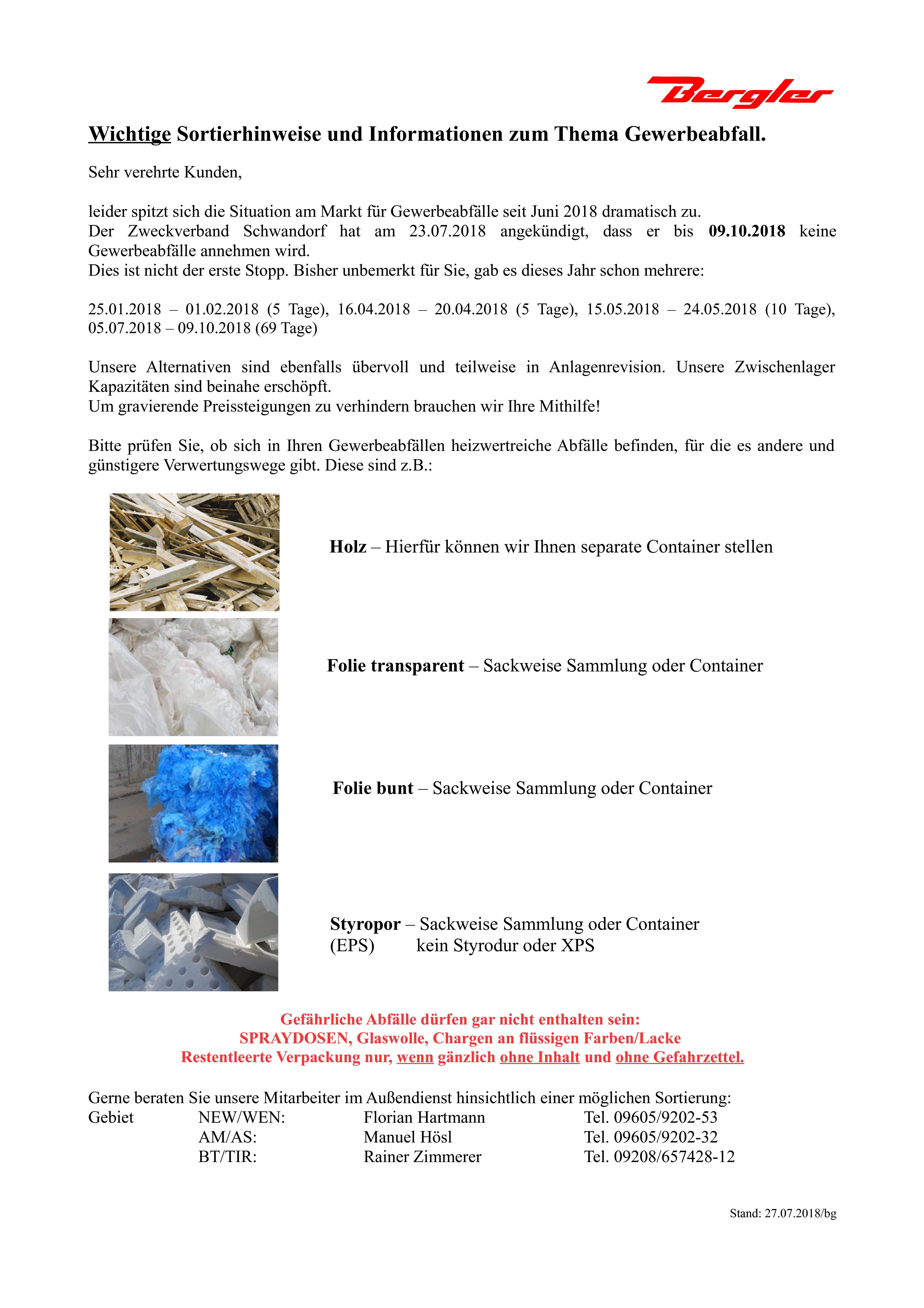 Infoblatt Sortierhinweise